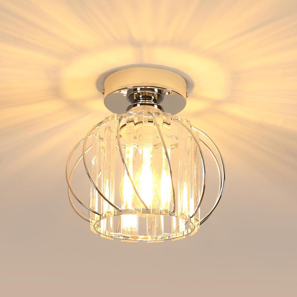 Moderne Kristallen Plafondlamp, Kristallen Kroonluchter, E27-fitting voor Hal, Entree, Keu