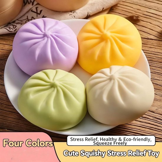 Giant Dumpling Squishy Con Purpurina – Pelota Anti-estrés De TPR Con Cesta De Vapor, Juguete Sensorial Para Todos