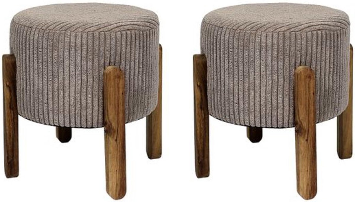Set van 2 Gecapitonneerde Zitkrukken Taupe - Comfortabel en Stijlvol