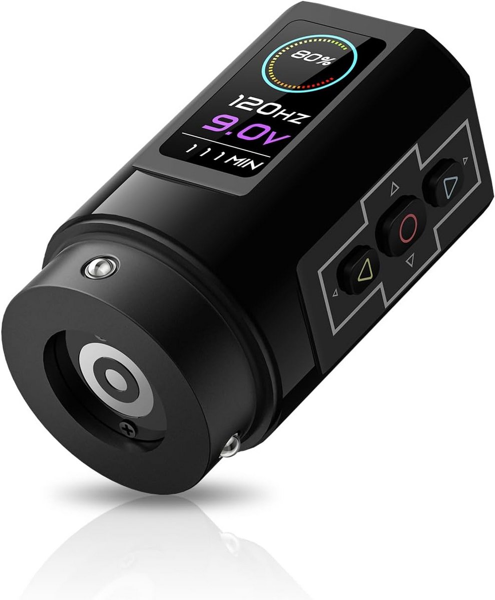 Draadloze Tattoo Batterij 1600mAh met Type-C Opladen en LED Display