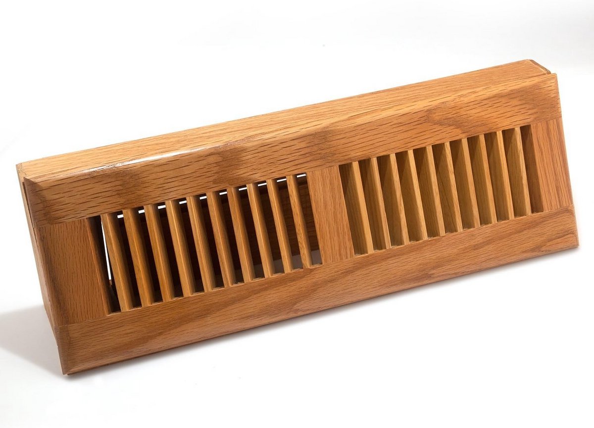Eiken plintregister 15 inch met lichte afwerking voor vloeropening