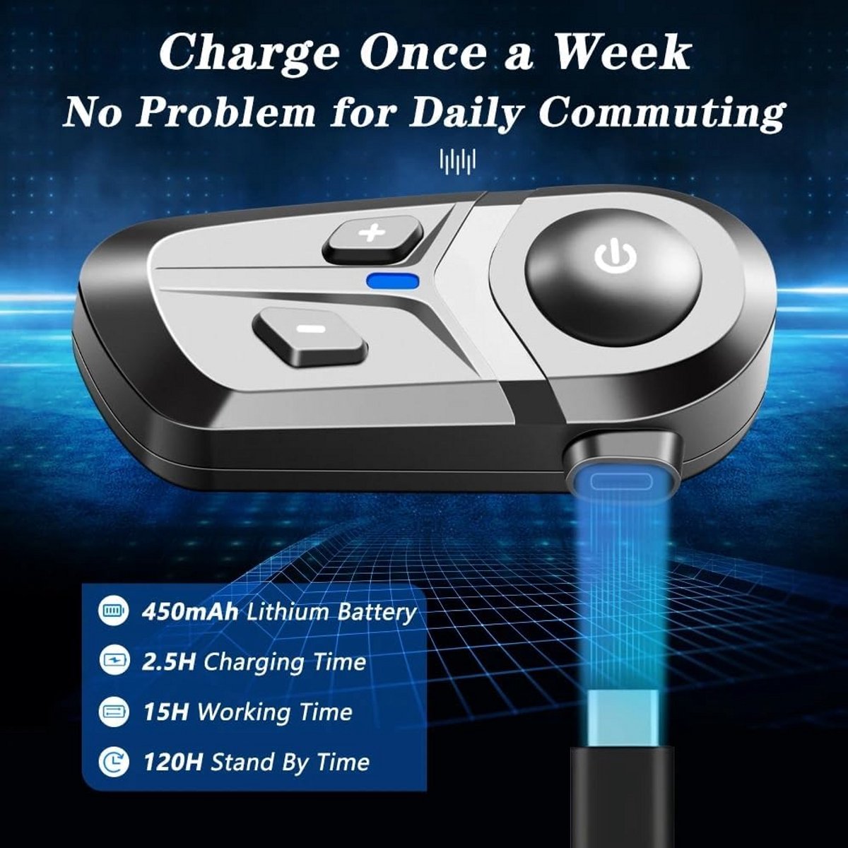 Bluetooth Headset voor Motorhelm met Handsfree Bellen en Muziekbediening thumbnail 4