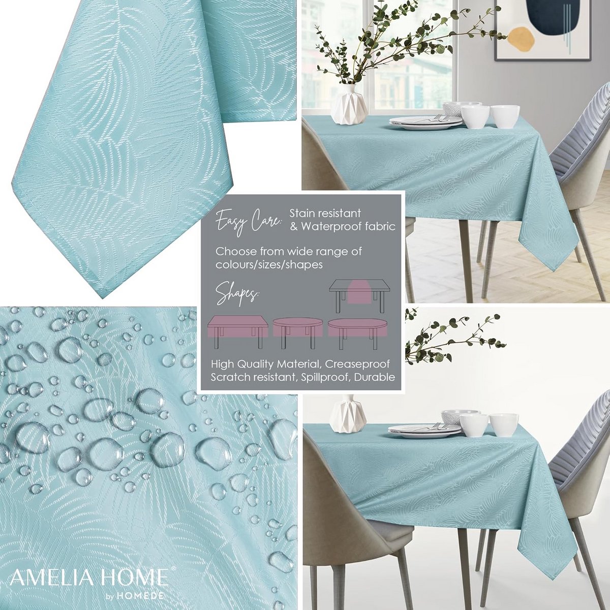 Waterafstotend Tafelkleed Linnenlook Hemelsblauw Ovaal 120x160 cm