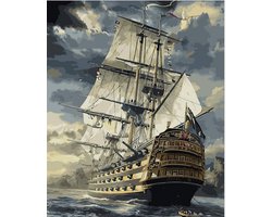 Schilderen op nummer voor volwassenen en kinderen: Zeilboot bij donkere wolken 40x50cm