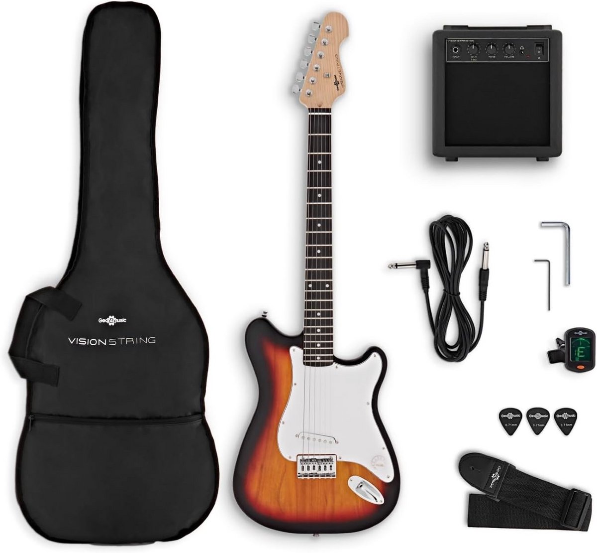 Elektrische Gitaar Startersset met 10W Versterker en Accessoires voor Beginners