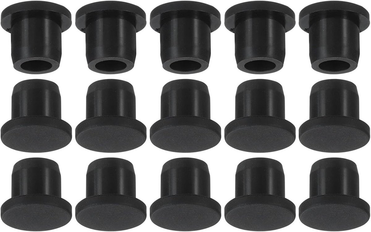 Zachte Flexibele Siliconen Rubber Blinde Schroefdop voor Gaten 10-11mm Zwart 15 Stuks