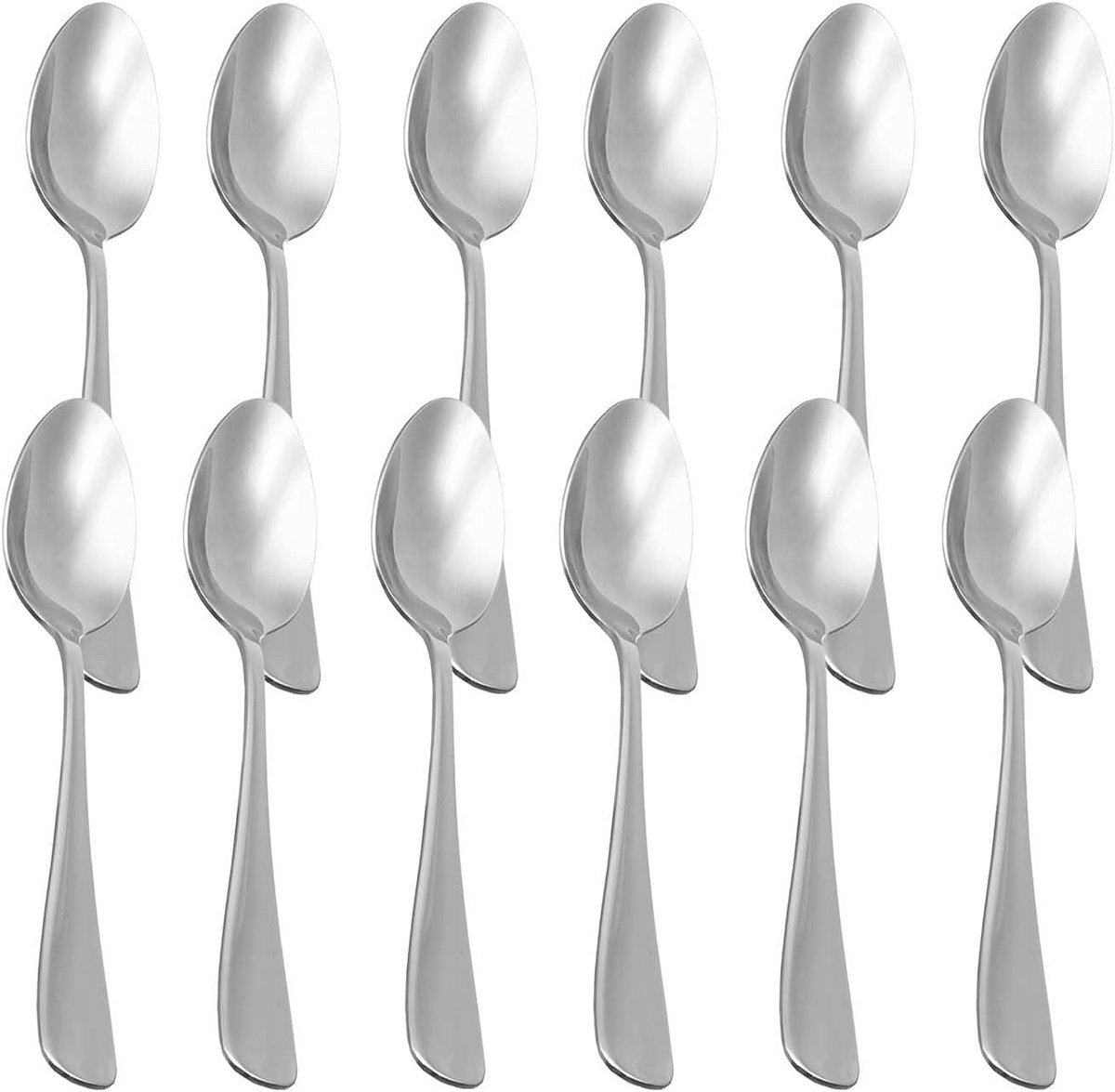 Set van 12 Dessertlepels van Roestvrij Staal, Glanzend