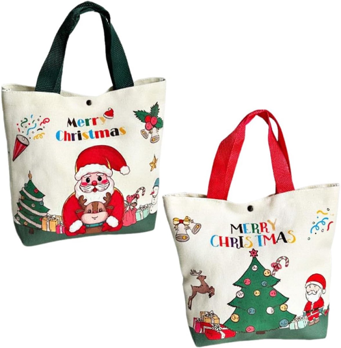 Set van 2 Opvouwbare Herbruikbare Boodschappentassen met Kerstprint