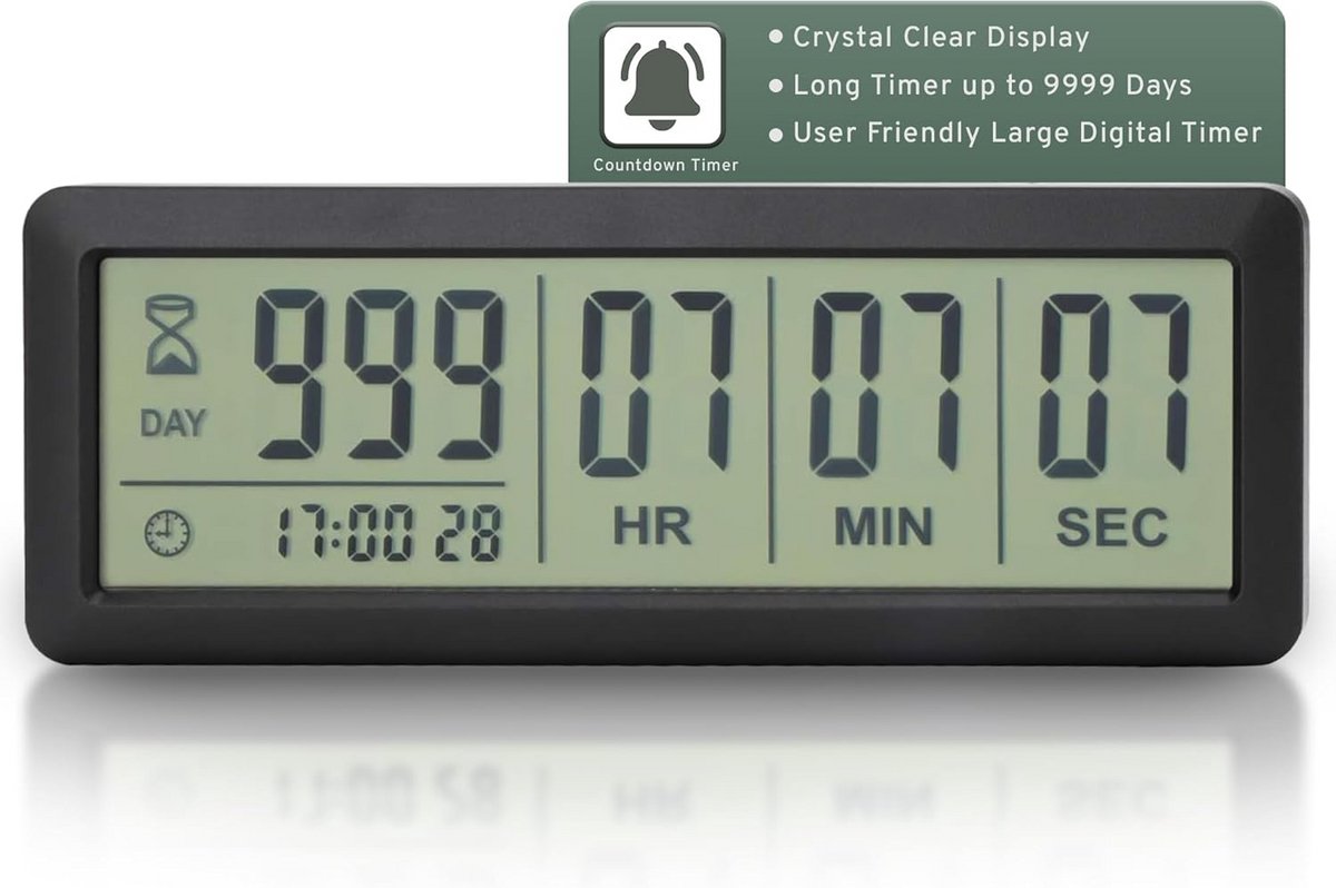 Grote Digitale LCD Aftelklok en Timer tot 999 Dagen voor Evenementen