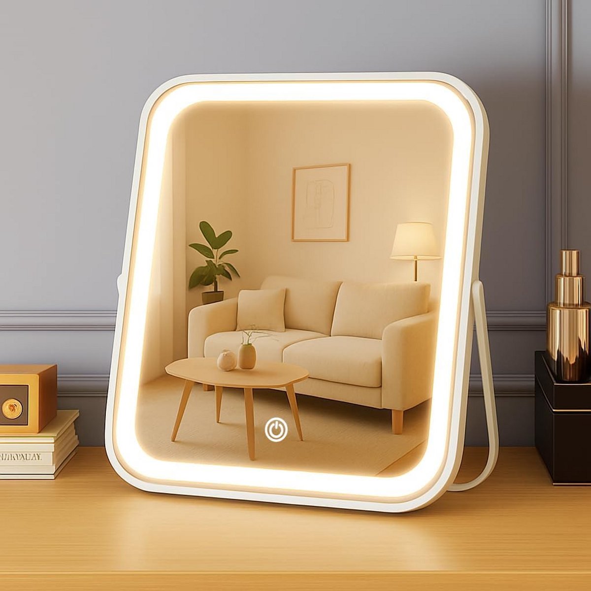 Oplaadbare Make-up Spiegel met LED Verlichting en Touchscreen