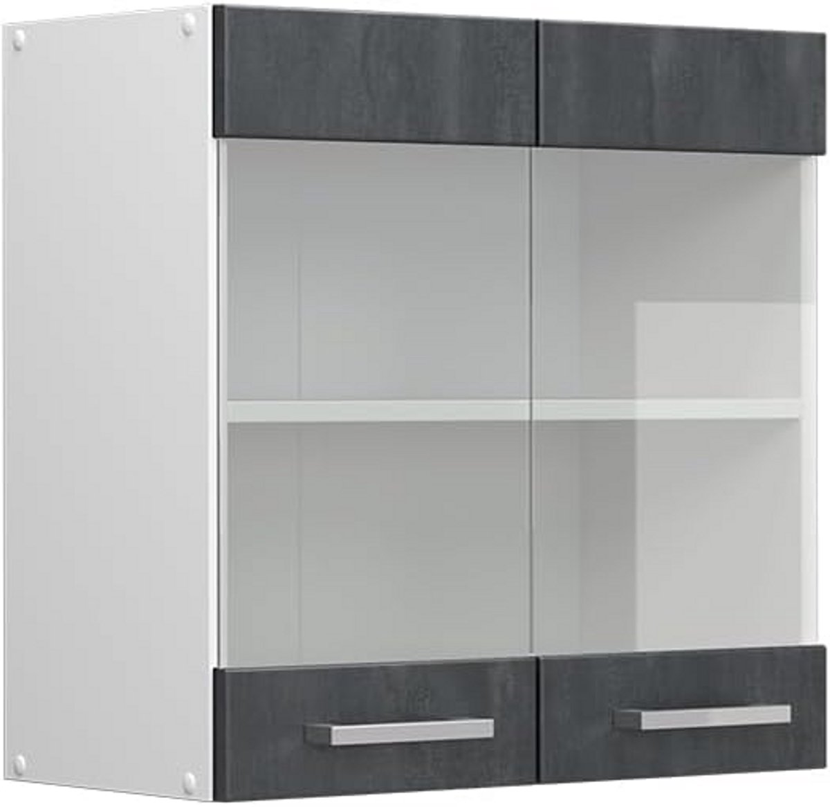 Glazen Hangkast Keukenmodule 60 cm - Zwart Beton Look en Wit