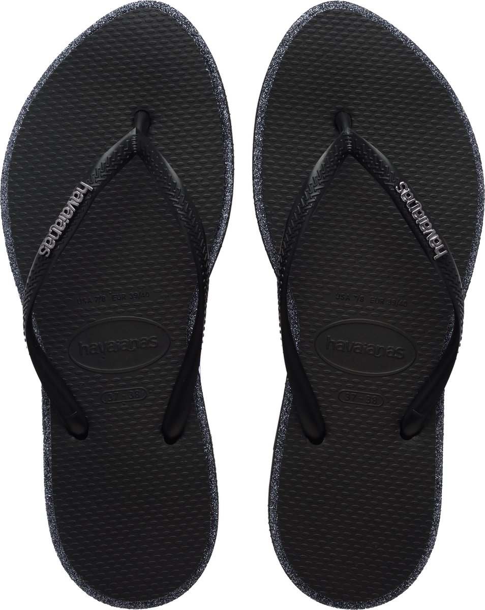 Havaianas HAV. SLIM POINT GLITTER Zwart/Zwart Dames Slippers - Zwart/Zwart