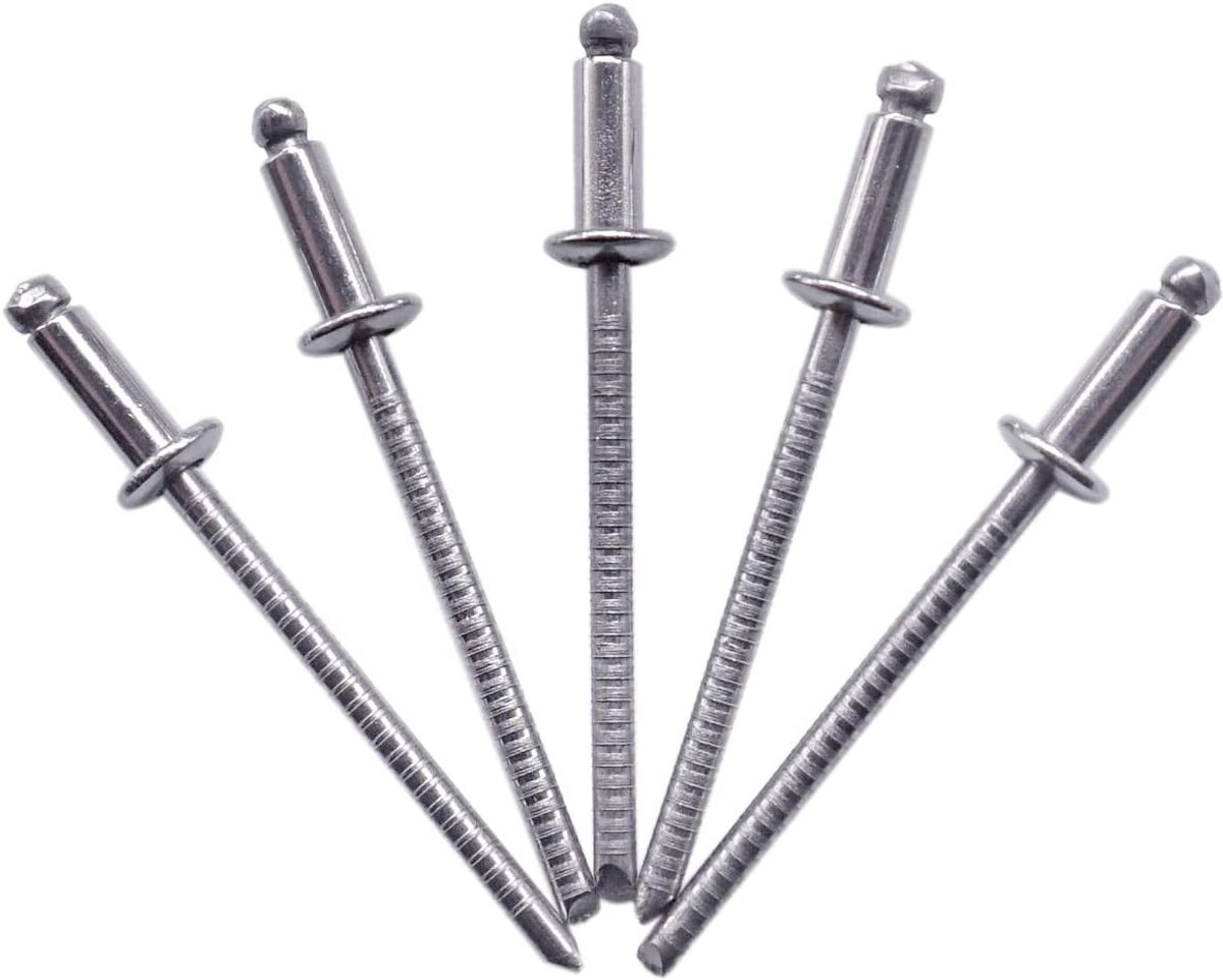 100x Roestvrijstalen Blinde Klinknagels met Koepelkop - 3,2 x 8 mm - Popklinknagels