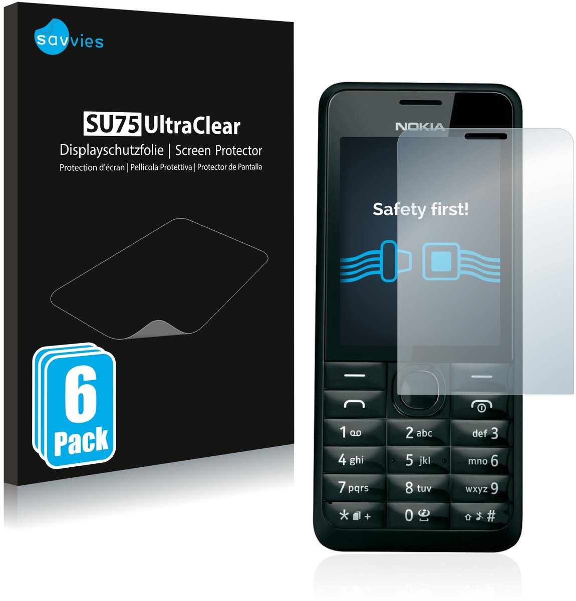 Savvies - Screenprotector voor Nokia 301 - Folie Beschermfolie transparant 6 Stuks