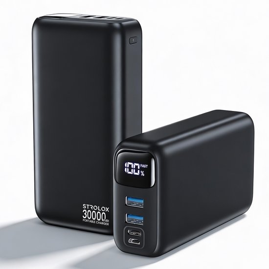Strolox Powerbank 30.000 mAh 22.5W USB-A/USB-C Noodpakket