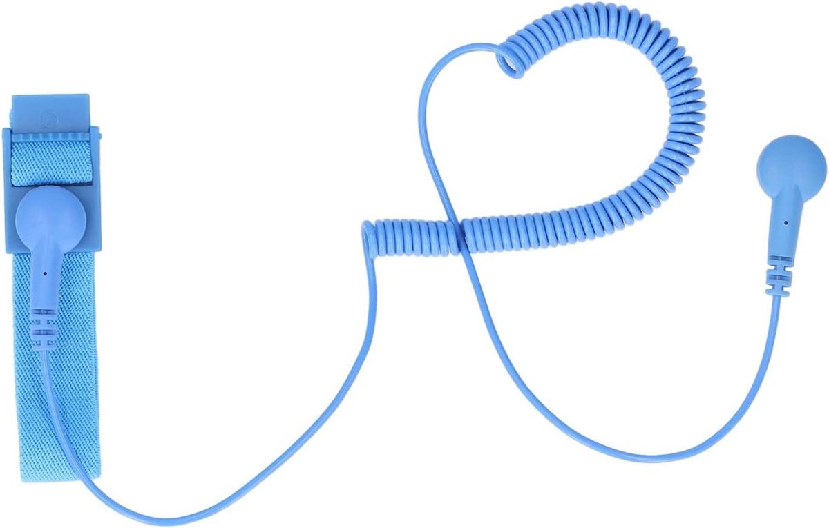 Vaihana - Antistatische armband - polsband - voorkom statische opbouw - verstelbaar - ESD - aardingsdraad - extra lang - helix - blauw - geschikt voor alle maten - anti-statisch.