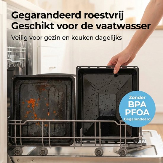 ICQN Bakplaat en Rooster Set voor Oven- 455x375x30 mm