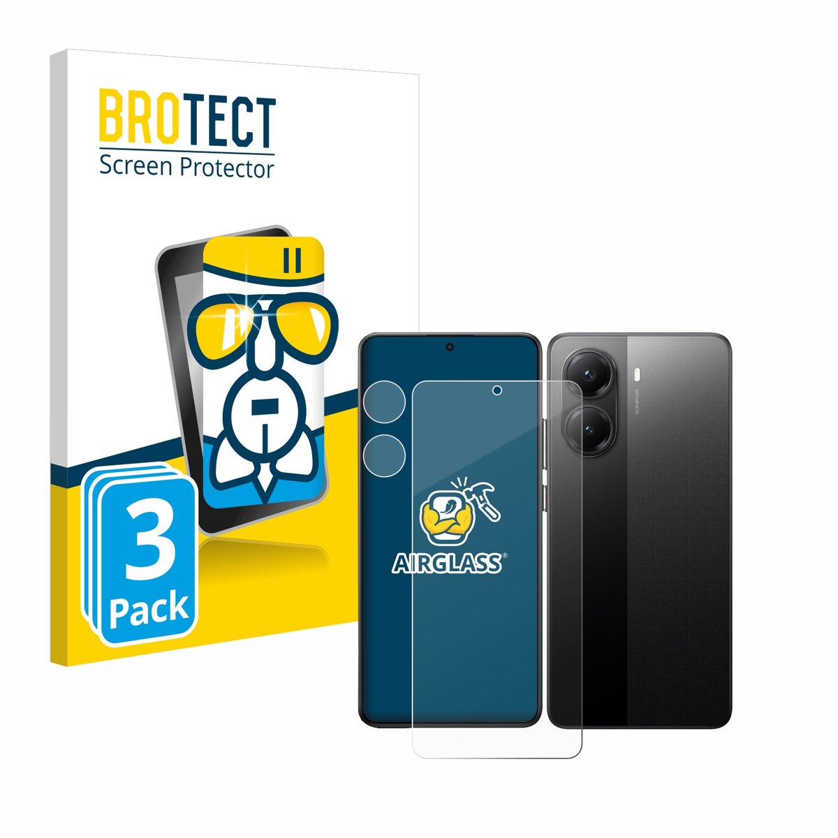 Screenprotector 3 Stuks voor Xiaomi Poco X7 Pro (Voor+Camera) Beschermglas transparant