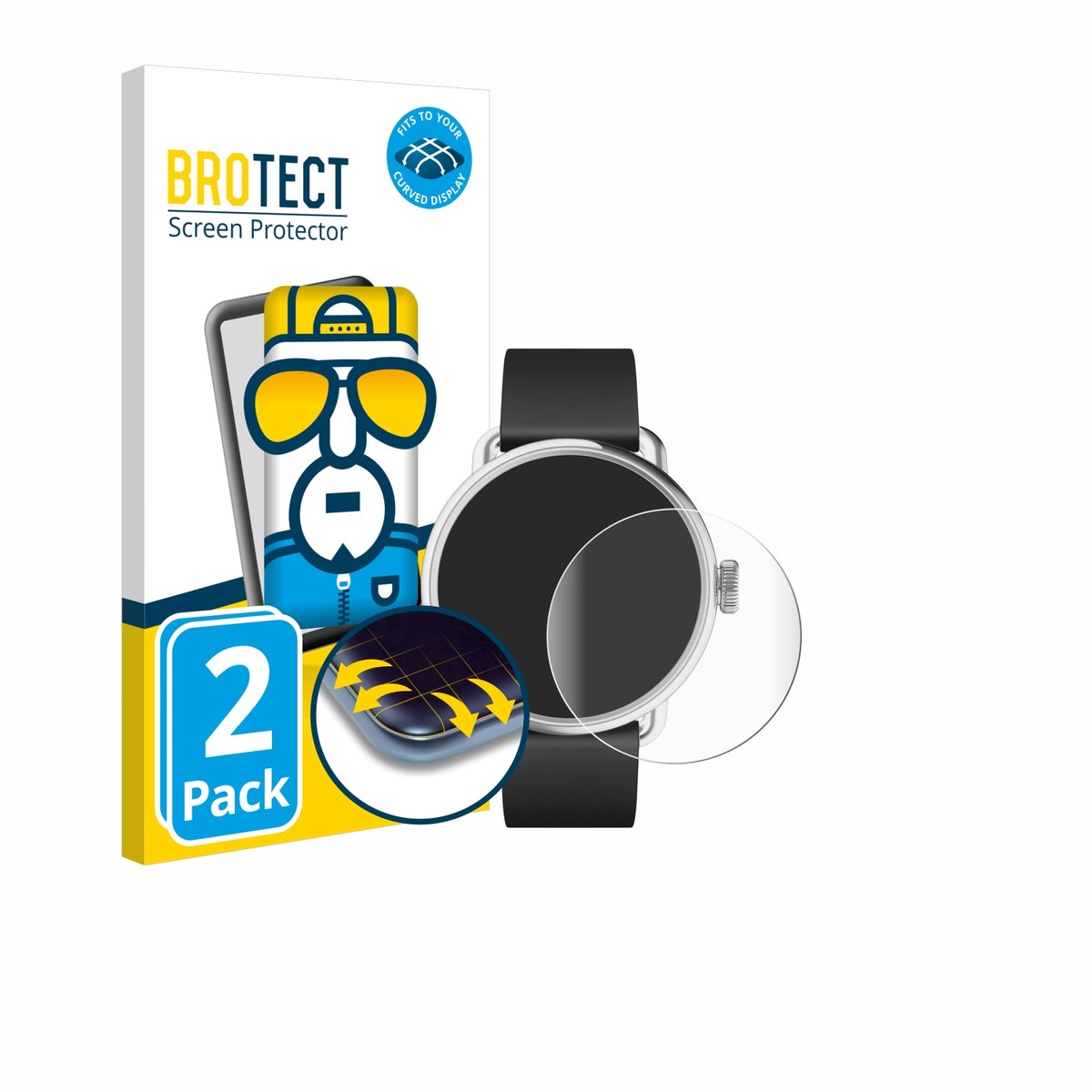 BROTECT - Screenprotector voor Withings ScanWatch 2 (38 mm) - Folie Beschermfolie transparant volledig dekking - 2 Stuks