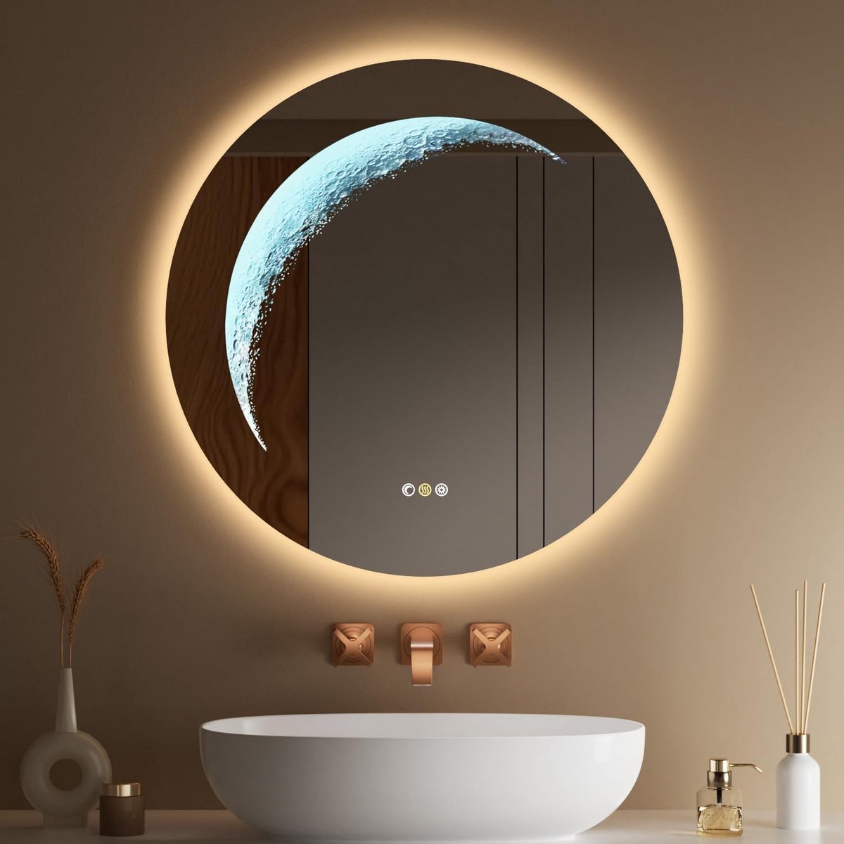 Ronde LED Badkamerspiegel 60 cm Verlicht en Achtergrondverlichting