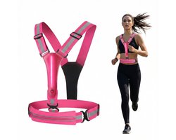 Consumerce® Reflecterend Hardloopvest met Led - Roze - Haardloopverlichting Hesje - Hardloopkleding - Hardloop Led Vest - Running Lichtjes Reflectievest