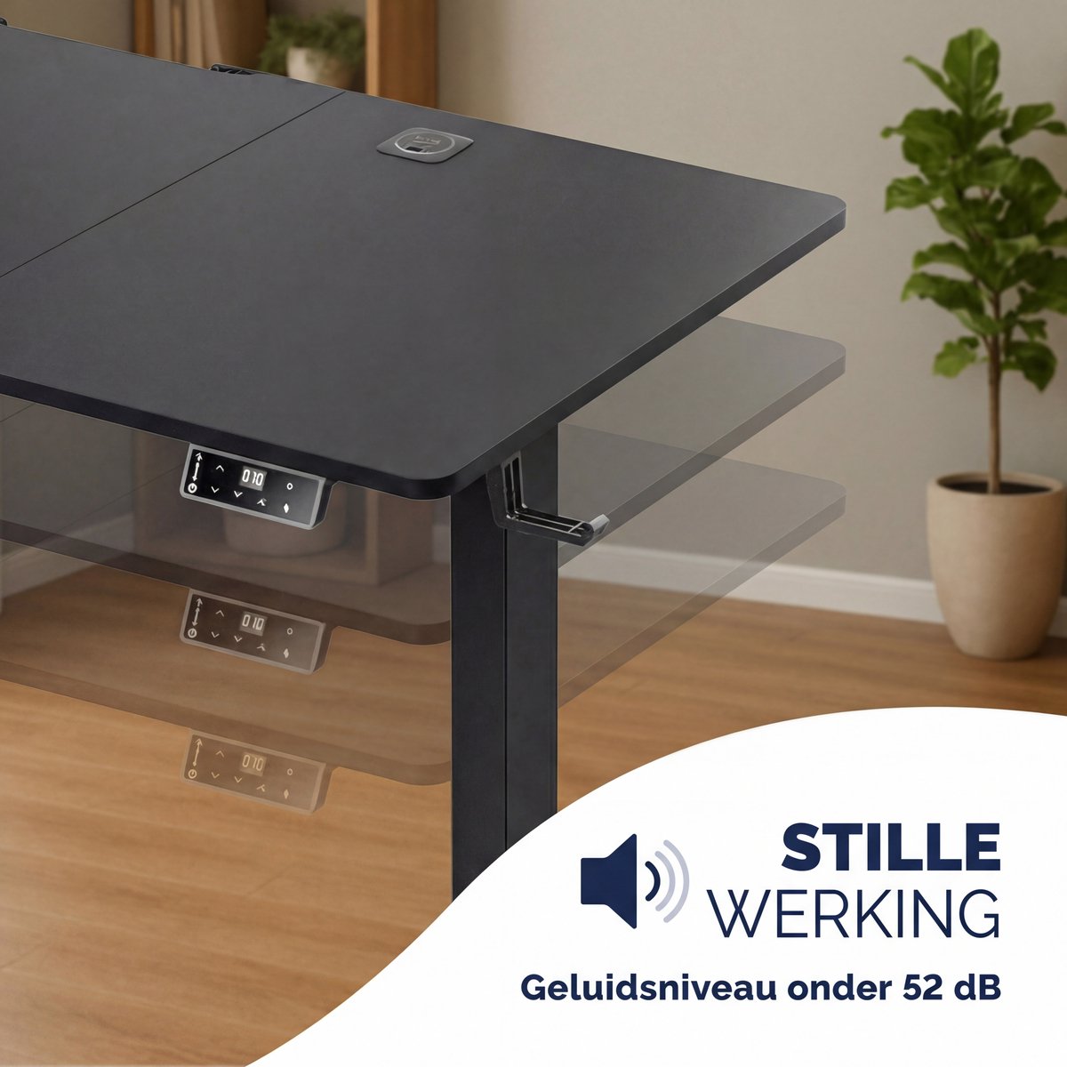Casaria Zit sta bureau - Elektrisch Verstelbaar USB 120x60cm – Zwart