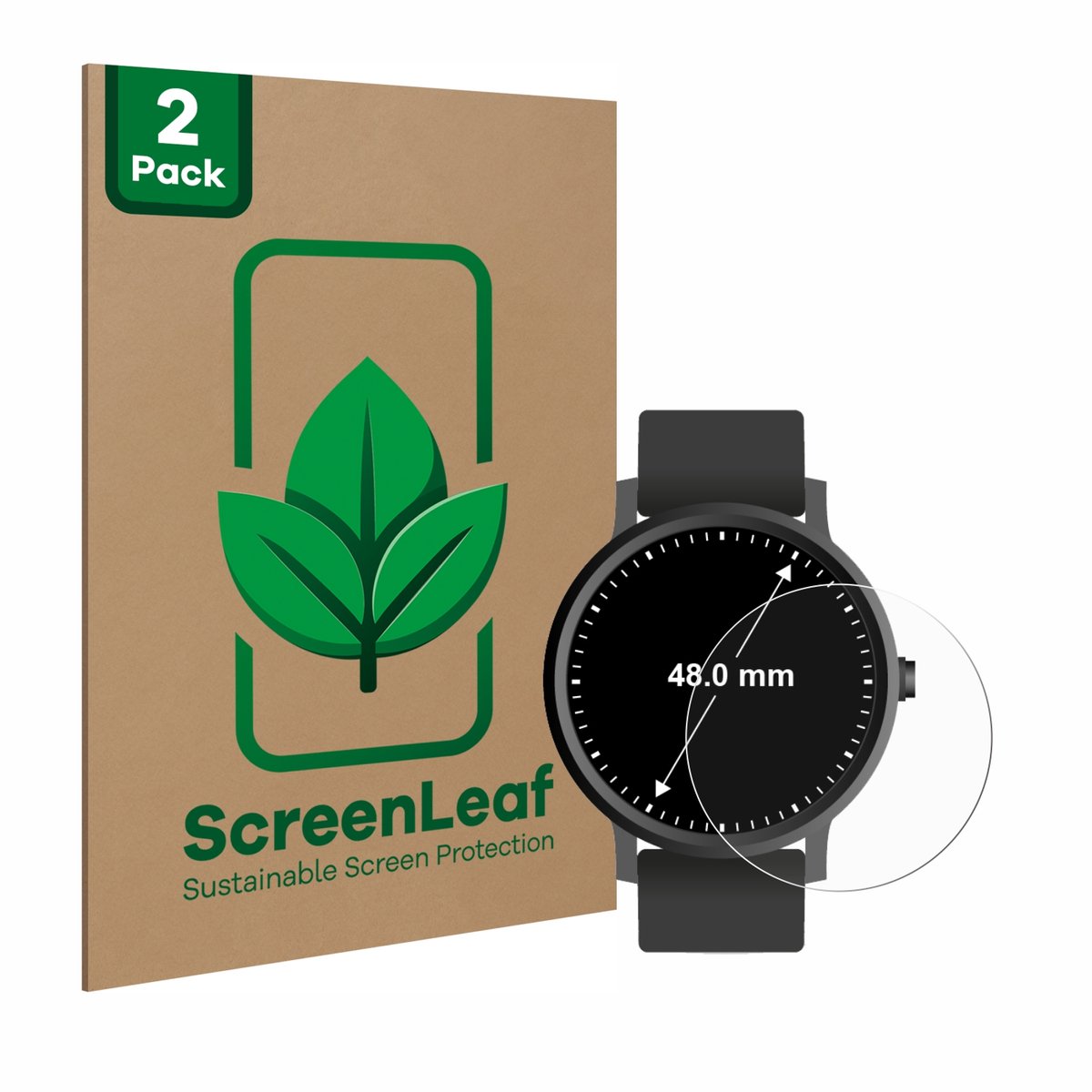 2 Stuks Screenprotector voor Horloges (Rond, ø: 48 mm) - Hoogwaardige Beschermfolie transparant