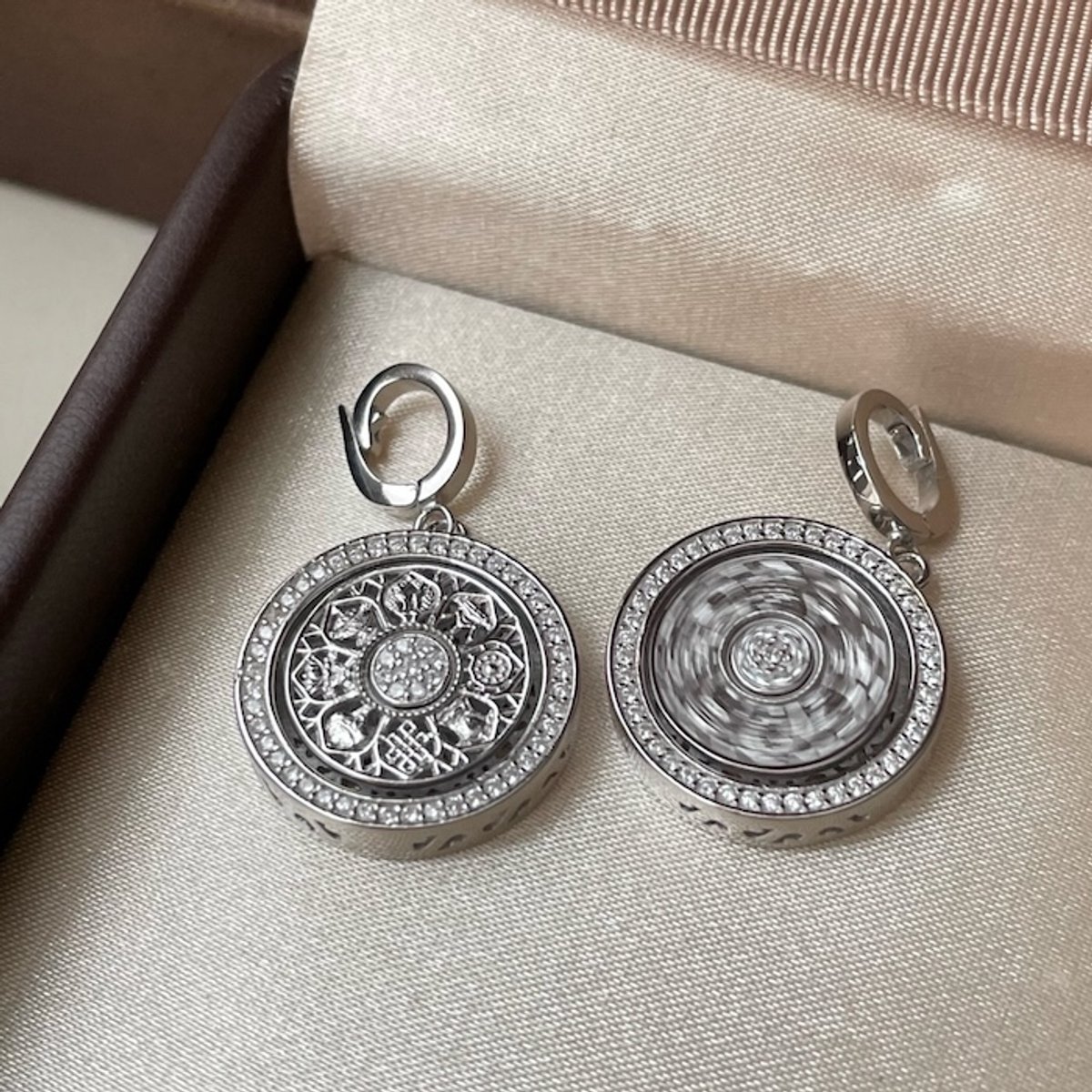 Vintage Kompas Spinner Ketting Pendant van Sterling Zilver