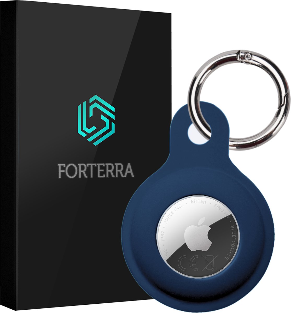 Forterra Sleutelhanger - Geschikt voor Apple AirTag 2e generatie - Houder - Siliconen Hoesje - Donkerblauw