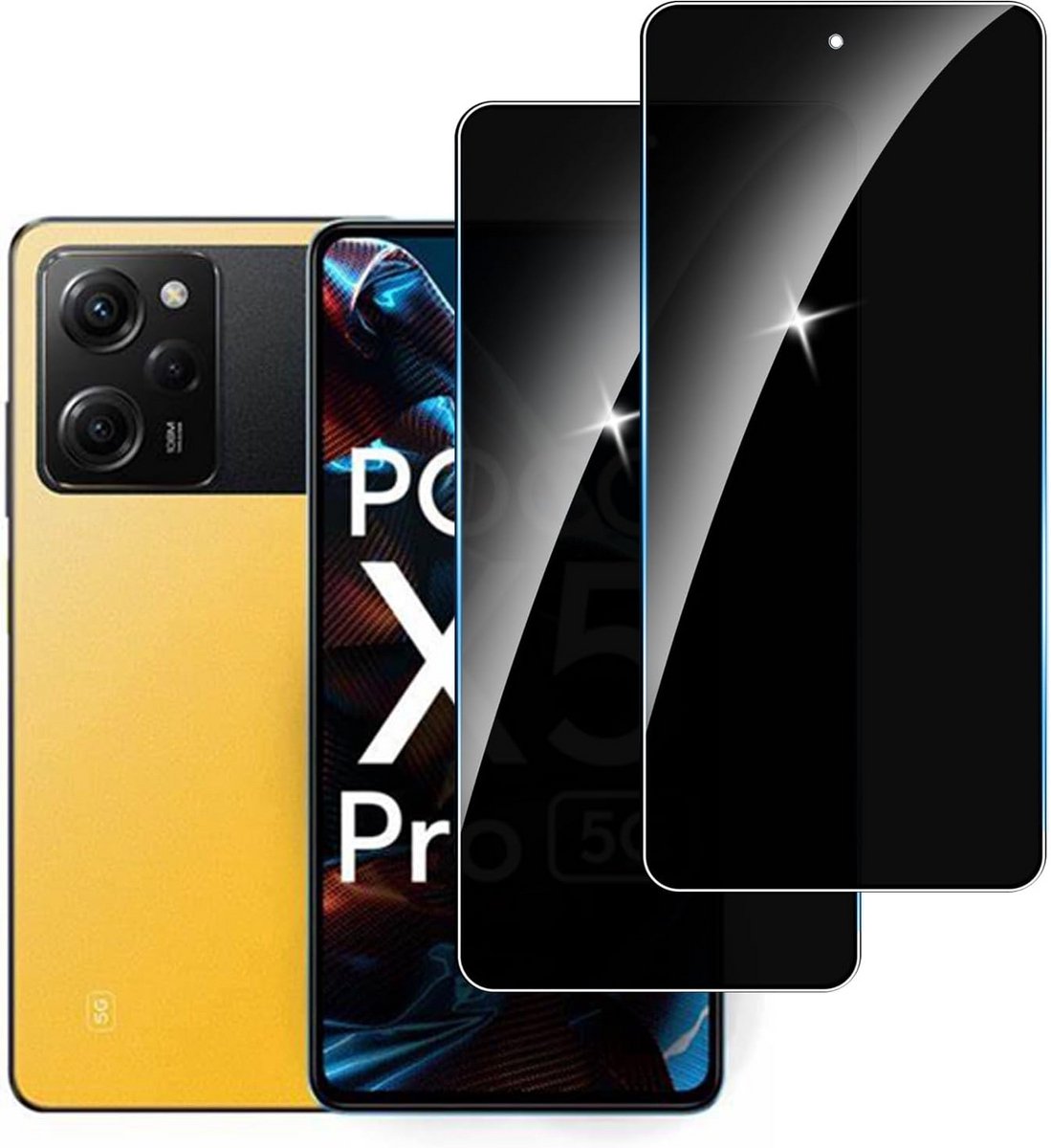 2x Privacy Screenprotector Gehard Glas voor Poco X5 Pro - Anti-Spy & Krasbestendig