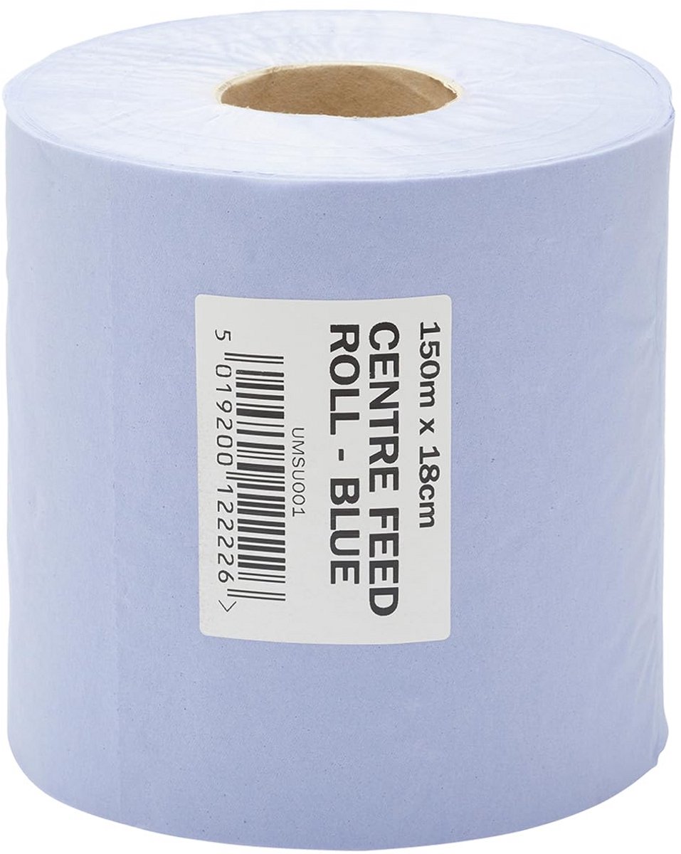Extra Lange Papieren Handdoekrol - 150 Meter Blauw voor Professioneel Schoonmaken