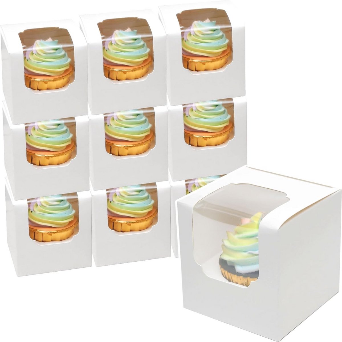 15 Witte Losse Cupcake Doosjes met Inzetstuk - Perkament Verpakking voor Muffins