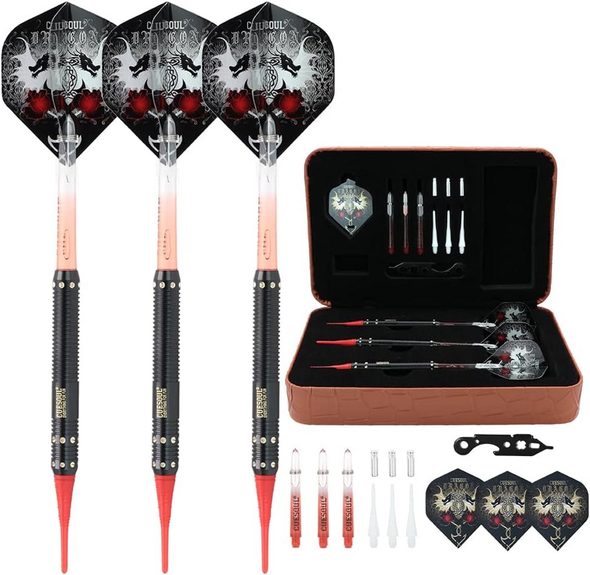 Soft Tip Dartpijlen Set 16 Grammet Lichte Punten Inclusief Luxe Etagère