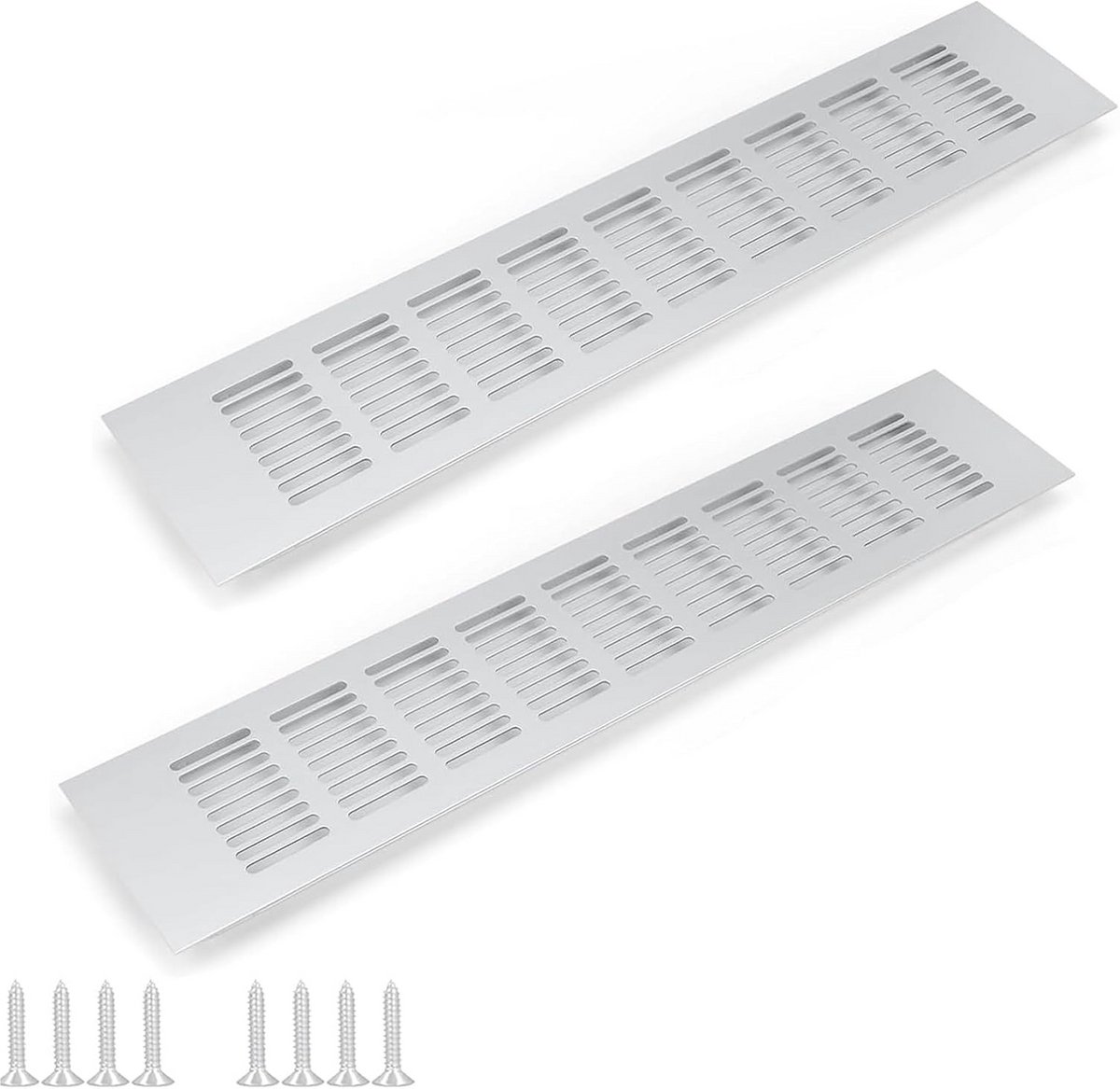 Set van 2 Ventilatieroosters Zinkaluminium 500x80mm voor Kast en Slaapkamer