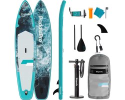 LifeGoods SUP Board Touring - 180 KG Draagkracht - 365 x 76 cm - Opblaasbaar - Compleet Sup pakket - Donkerblauw