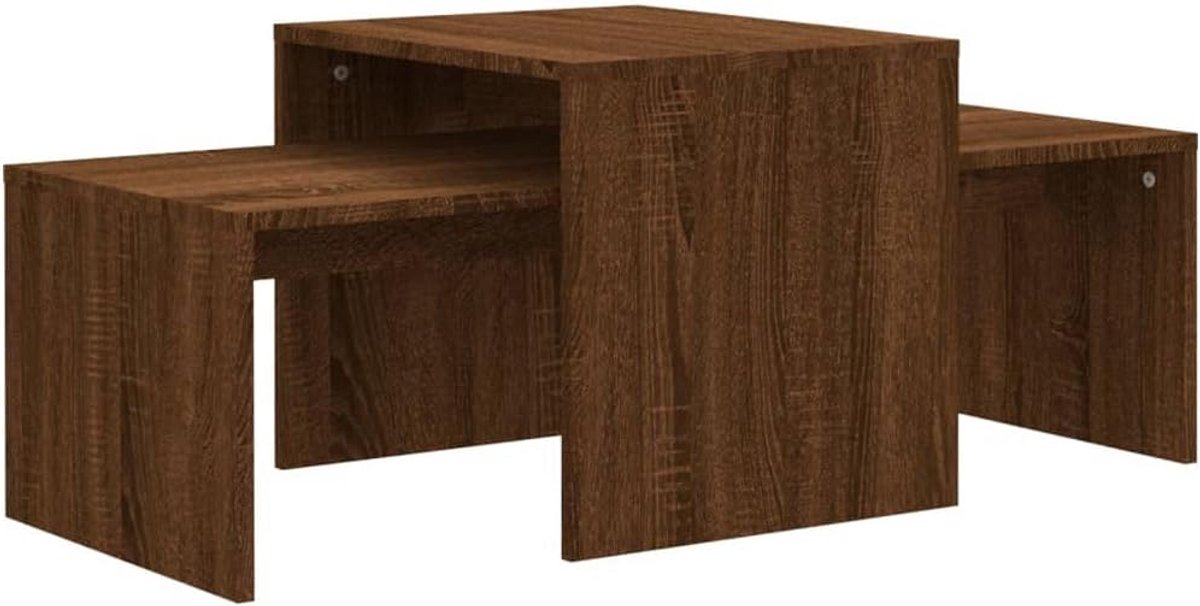 Set van 2 Salontafels Stapelbaar Hout Bruineiken 100x48x40 cm