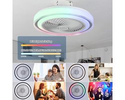 Slimme Plafondventilator Met RGB Verlichting, Muziek en Alexa Voor Slaapkamer en Woonkamer