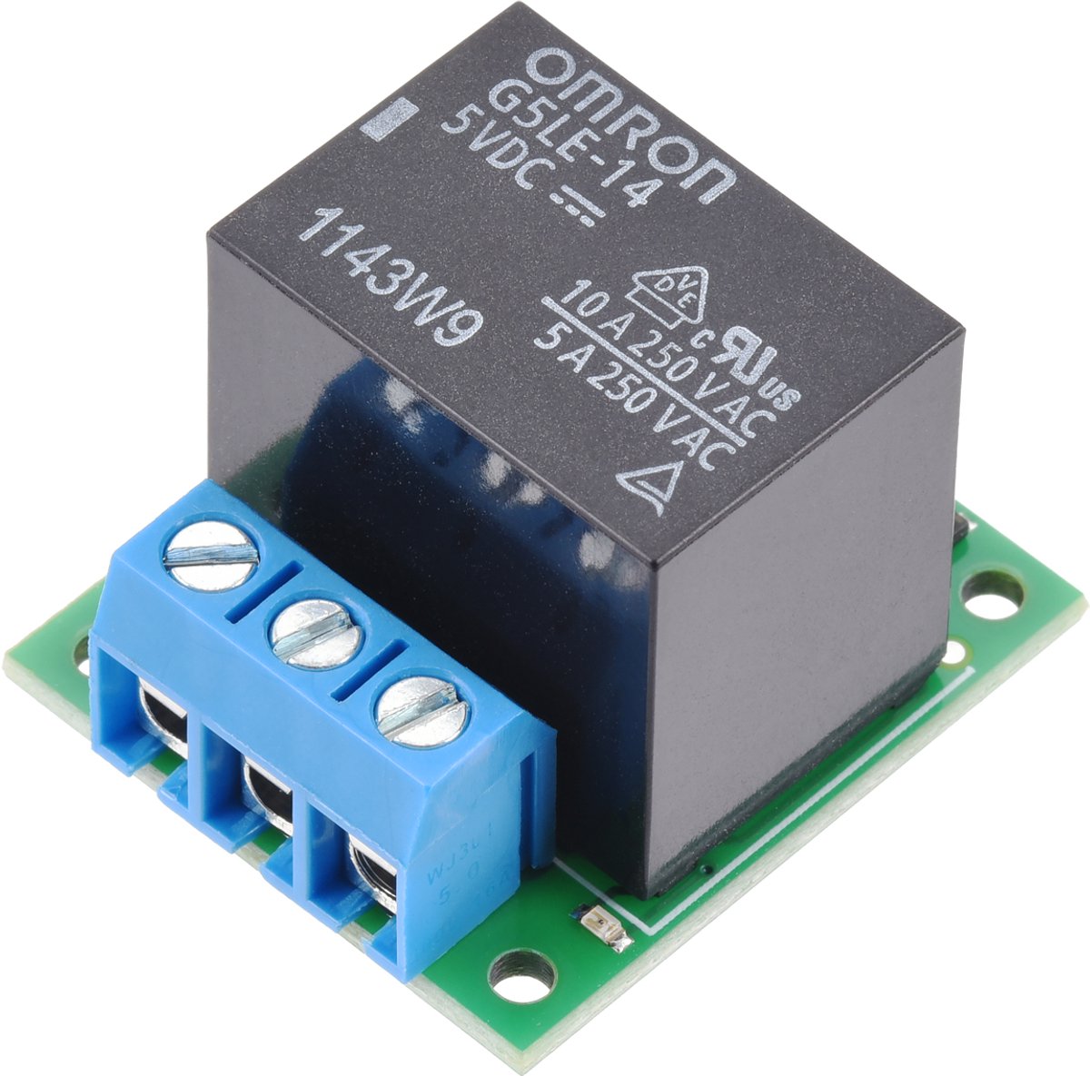 Pololu 5662 Basic SPDT Relay Carrier met 5VDC Relais, Terminalblok en JST SH Top Entry Connector
