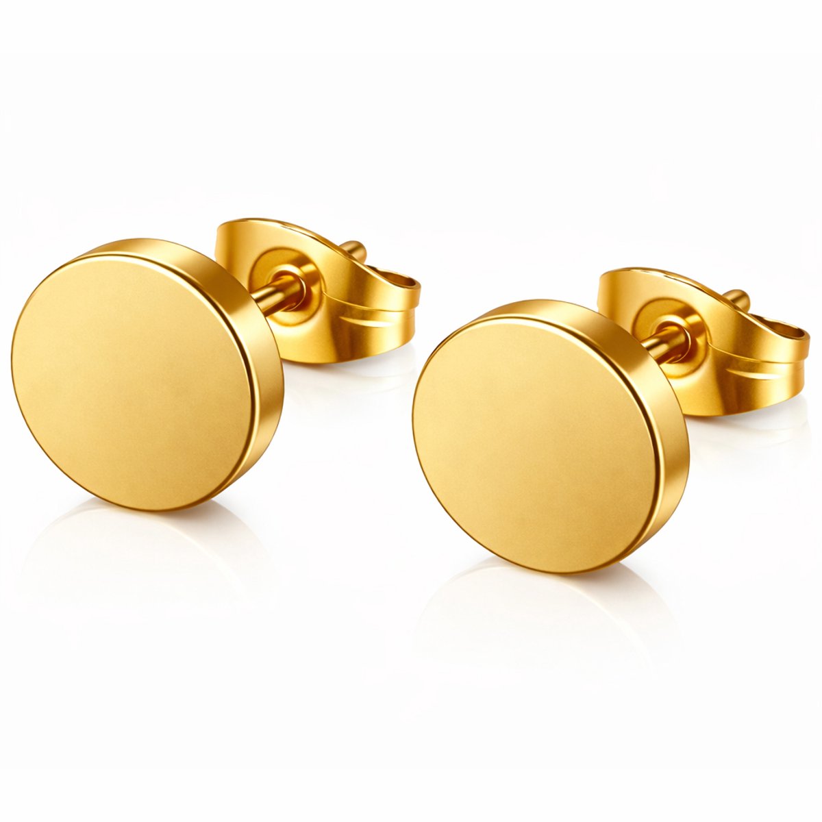 Stud Oorbellen - Ronde Oorknoppen - Edelstaal - LGT Jewels - Goudkleurig - 14mm