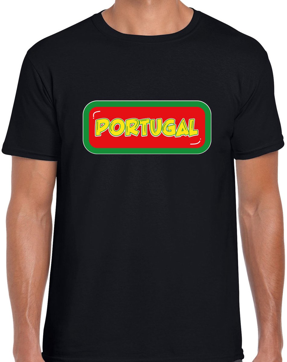 Bellatio Decorations Verkleed T-shirt voor heren - Portugal - zwart - voetbal supporter - themafeest S