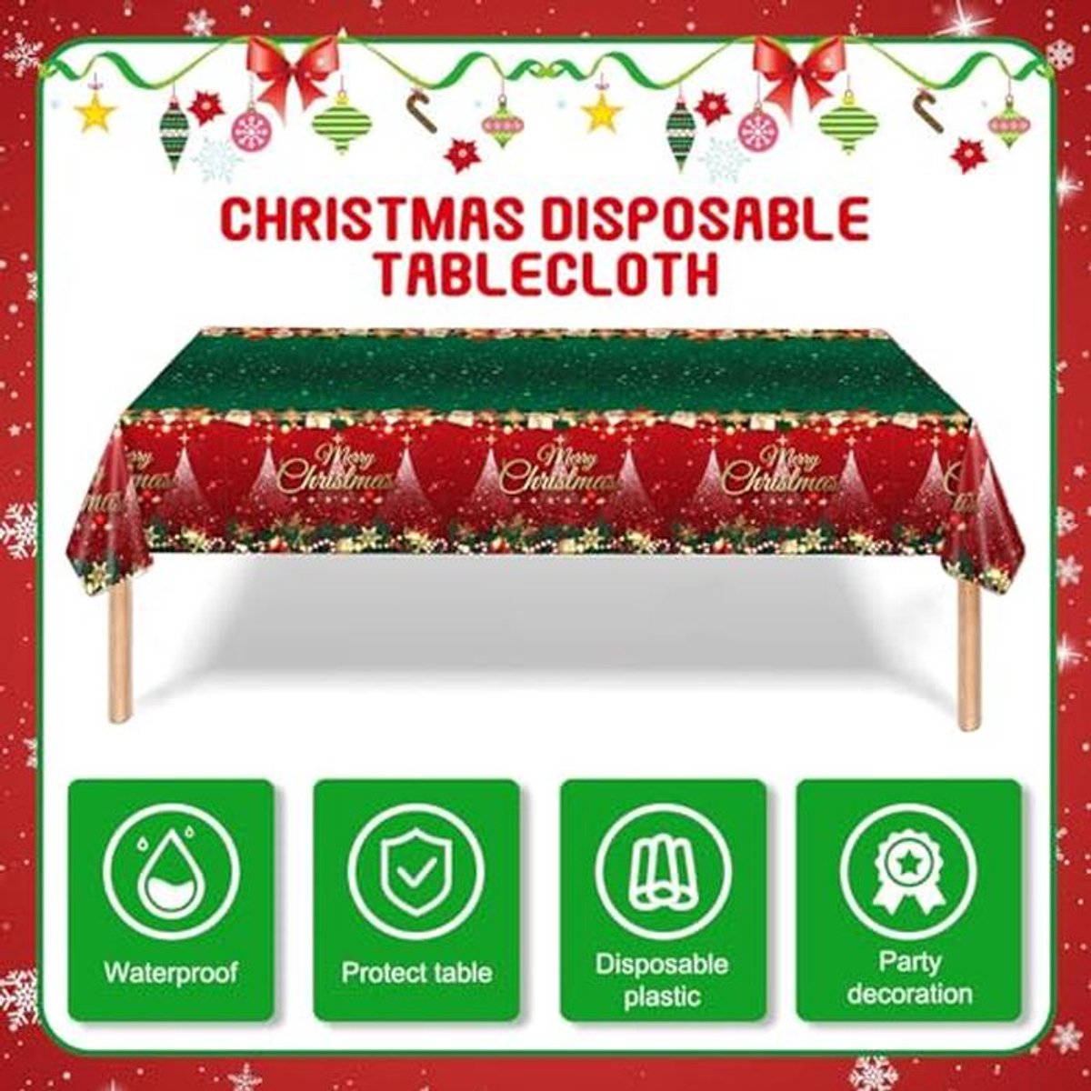 Rechthoekig Kersttafelkleed 137 x 274 cm - Duurzaam Tafellinnen voor Kerstmis