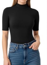 Dames T-shirt Met Rolkraag en Korte Mouwen - Basic Herfsttop voor Vrouwen