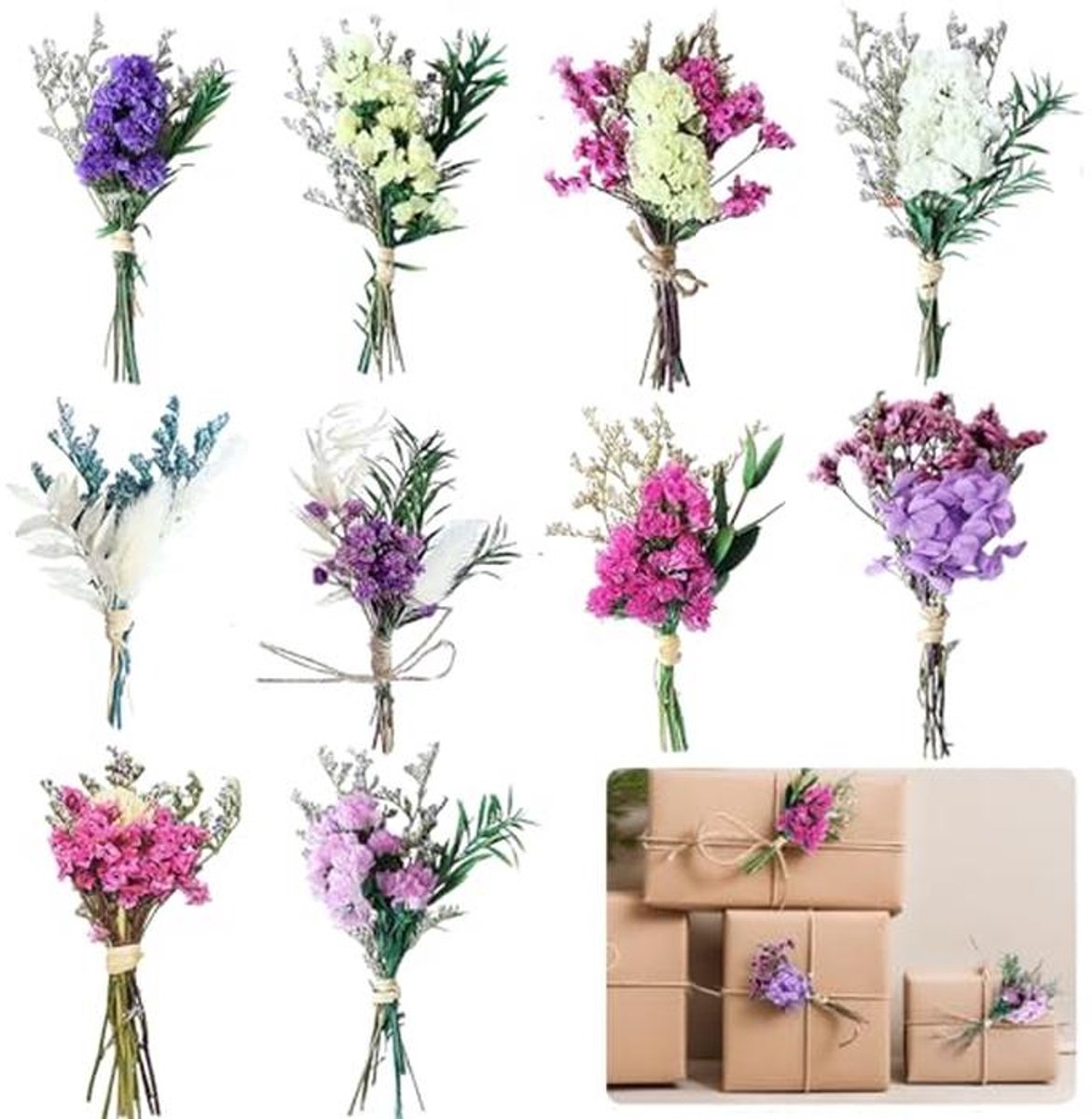 Natuurlijke gedroogde bloemen boeketten voor decoratie en knutselen