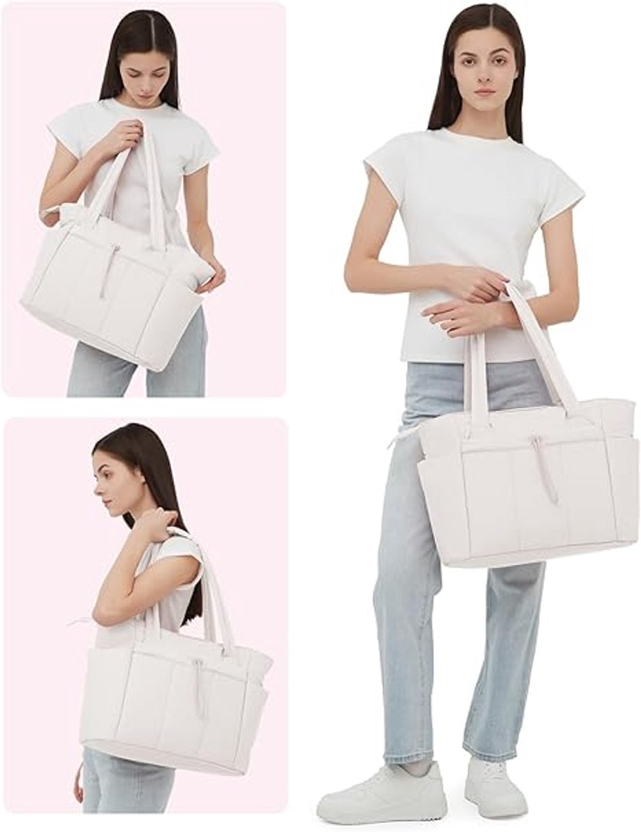 Tassen - Handtassen - Sporttassen - Dameshandtassen - Reistassen - Werktassen - Luiertassen - Met bekerhouder - Met laptopvak - Geschikt voor reizen - werk - verpleegkundigen - vrouwen - strand - winkelen - beige – foto 2