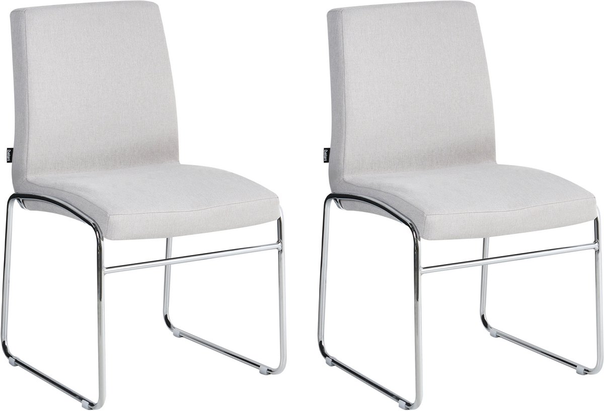 LECCO - Eetkamerstoel set van 2 - Lichtgrijs - Polyester