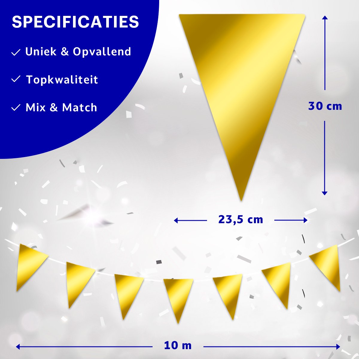 Gouden Slingers Vlaggenlijn Goud Verjaardag Slinger Verjaardag Versiering Feest Versiering Decoratie Goud - 10 Meter — afbeelding 2