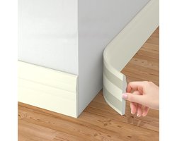 Zelfklevende plint - 8 cm breed - 1 m lang - flexibele NBR-plint - goede flexibiliteit - decoratieve strip - opvouwbaar - gemakkelijk te snijden - geschikt voor vlakke plinten in woonkamers, badkamers en keukens - beige