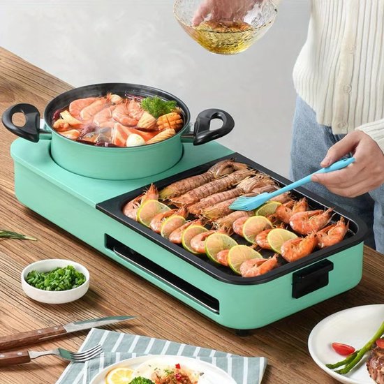 EAFC 3 in 1 Dual Aziatische Shabu HotPot - Hot pot - Funcooking - Grill - Gourmetten - Fondue - 2 tot 3 personen - 2000W - Anti Aanbak Laag - 20cm Lang — afbeelding 4