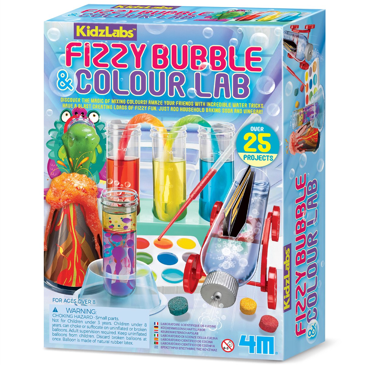 4M wetenschap en spel - bruisend bellen - en kleurenlabo - duo pack - 25 projecten - kidzlabs - 5 jaar