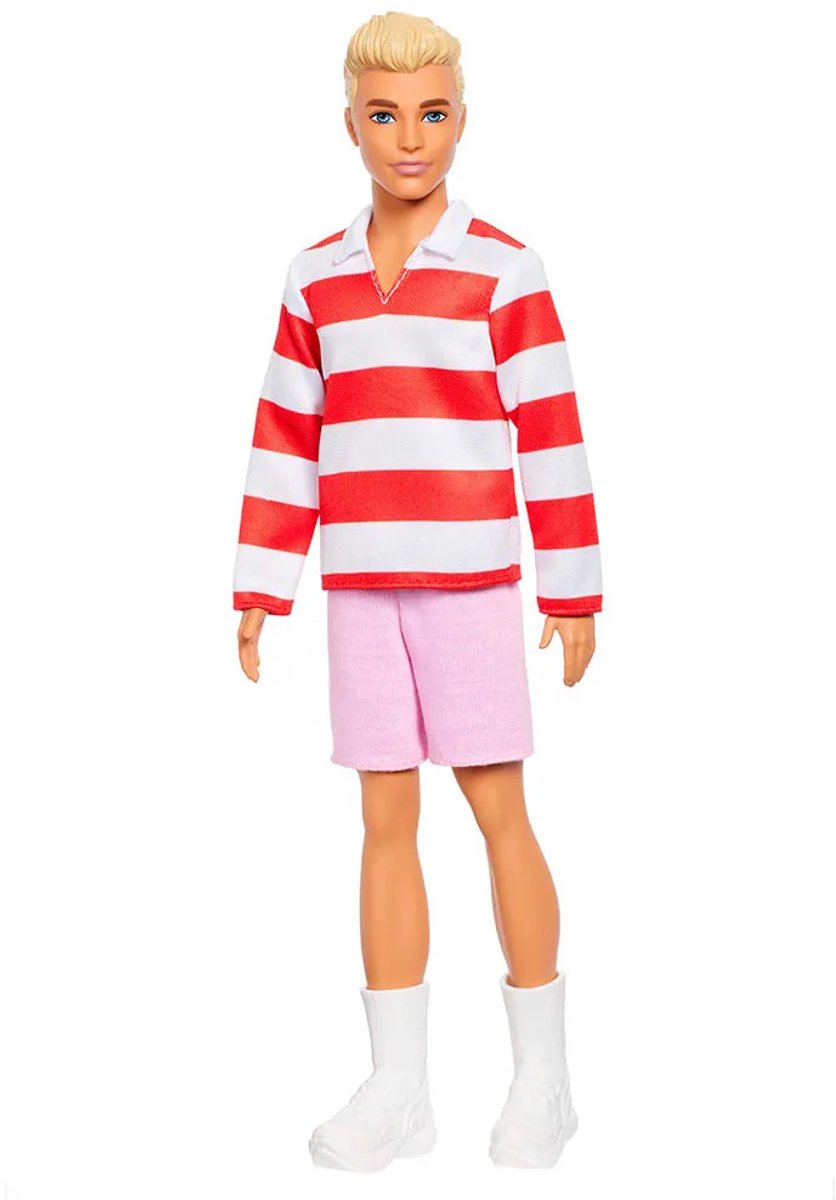 Barbie Fashionistas Ken Pop - Blond haar en rood-wit gestreepte polo — afbeelding 2